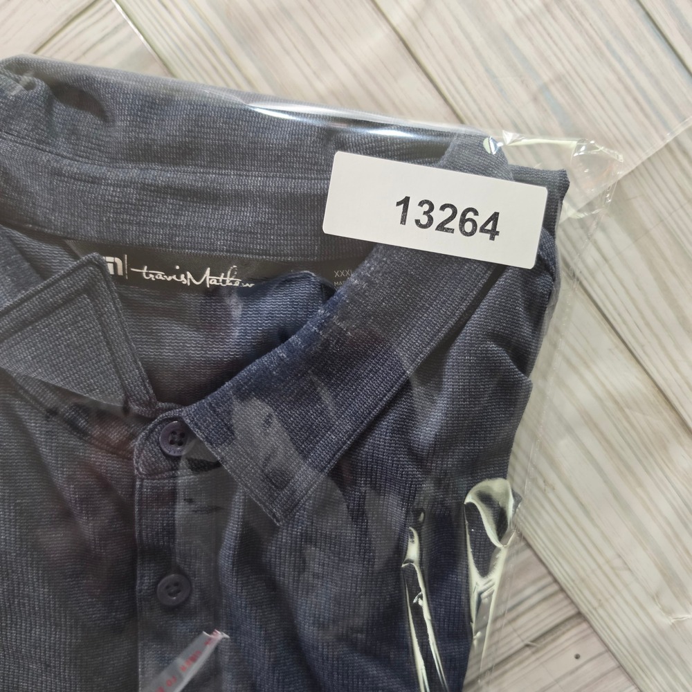 TravisMathew Mens XXXL Blue Heathered Short Sleeve Golf Polo Shirt 13264 - Picture 5 of 6